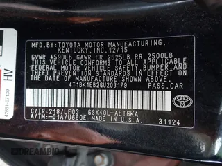 2016 Toyota Avalon Limited with VIN 4T1BK1EB2GU203179, listed as a IAAI auction lot 41593516 with 114,712 mi miles and . Bid and sale history available at carsss.com. Image 9.