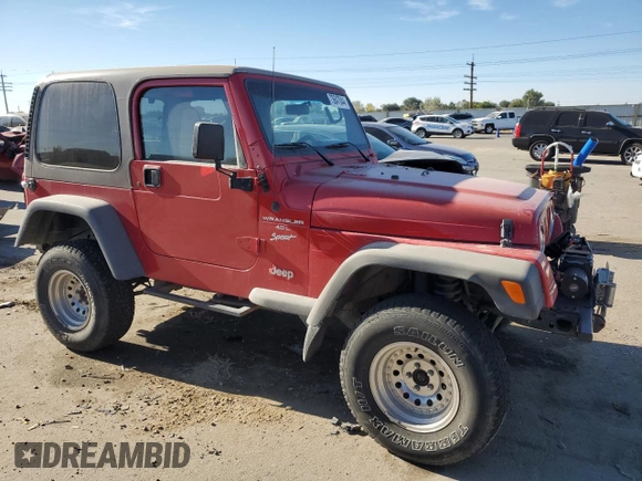 2000 Jeep Wrangler Sport with VIN 1J4FA49S1YP703560, listed as a Copart auction lot 73647844 with 117,300 mi miles and Salvage Title. Bid and sale history available at carsss.com. Image 4.