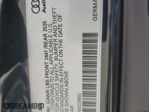 2023 Audi A4 S line Premium Plus with VIN WAUEAAF42PN003950, listed as a Copart auction lot 53140665 with 24,046 mi miles and Salvage Title. Bid and sale history available at DreamBid. Image 12.