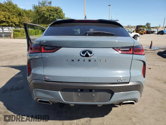 2024 Infiniti QX55 Luxe with VIN 3PCAJ5JR6RF113316, listed as a Copart auction lot 42184715 with 4,172 mi miles and Non Repairable. Bid and sale history available at DreamBid. Image 6.