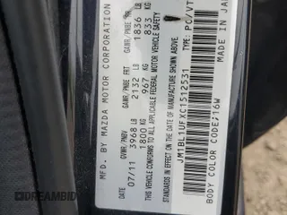 2012 Mazda 3 i Sport with VIN JM1BL1UFXC1512531, listed as a Copart auction lot 53044305 with 172,543 mi miles and Clean Title. Bid and sale history available at DreamBid. Image 12.