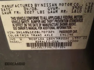 2008 Nissan Sentra S with VIN 3N1AB61E28L707324, listed as a Copart auction lot 44082805 with 198,283 mi miles and Clean Title. Bid and sale history available at DreamBid. Image 12.