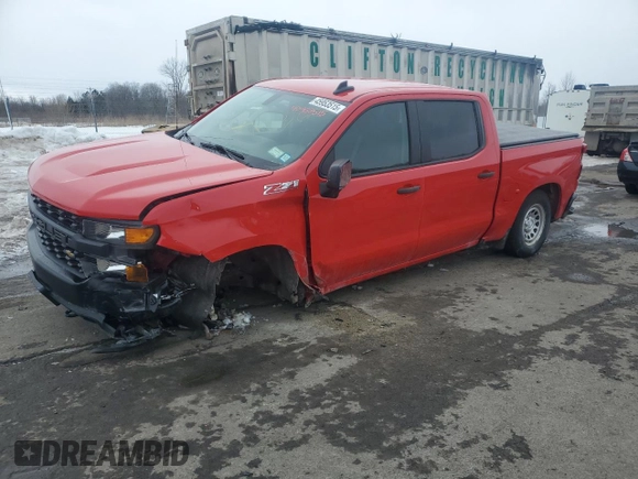 2021 Chevrolet Silverado 1500 Work Truck with VIN 1GCPYAEH3MZ139150, listed as a Copart auction lot 45953515 with 55,394 mi miles and Salvage Title. Bid and sale history available at DreamBid. Image 1.