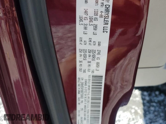 2008 Chrysler Town & Country Touring with VIN 2A8HR54P08R758069, listed as a Copart auction lot 52745885 with 153,009 mi miles and Salvage Title. Bid and sale history available at carsss.com. Image 14.