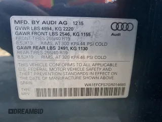 2016 Audi Q3 Premium Plus with VIN WA1EFCFS7GR014685, listed as a Copart auction lot 42003553 with 83,872 mi miles. Bid and sale history available at carsss.com. Image 12.