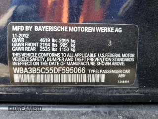 2013 BMW 3 Series 328i xDrive with VIN WBA3B5C55DF595066, listed as a Copart auction lot 62134875 with 98,822 mi miles and Clean title. Bid and sale history available at DreamBid. Image 12.