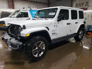 2018 Jeep Wrangler Unlimited Sahara with VIN 1C4HJXEG8JW165517, listed as a Copart auction lot 50401215 with 102,537 mi miles and Salvage Title. Bid and sale history available at carsss.com. Image 1.