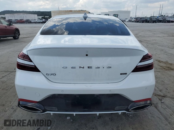 2022 Genesis G70 3.3T with VIN KMTG54TE7NU100743, listed as a Copart auction lot 71376494 with 23,561 mi miles and Salvage Title. Bid and sale history available at carsss.com. Image 6.