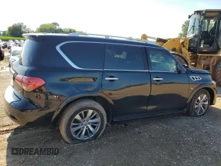 2017 Infiniti QX80 with VIN JN8AZ2NF8H9645395, listed as a Copart auction lot 57161274 with 0 mi miles and Salvage Title. Bid and sale history available at carsss.com. Image 3.