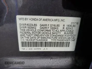 2018 Acura ILX Premium with VIN 19UDE2F75JA002634, listed as a Copart auction lot 66560255 with 130,036 mi miles and Salvage title. Bid and sale history available at DreamBid. Image 12.