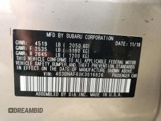 2019 Subaru Legacy Premium with VIN 4S3BNAF60K3016826, listed as a Copart auction lot 65119803 with 121,013 mi miles. Bid and sale history available at carsss.com. Image 13.