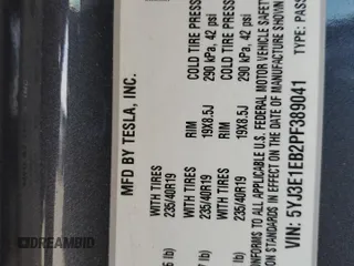 2023 Tesla Model 3 Long Range with VIN 5YJ3E1EB2PF389041, listed as a Copart auction lot 53450725 with 27,060 mi miles and Salvage Title. Bid and sale history available at DreamBid. Image 13.