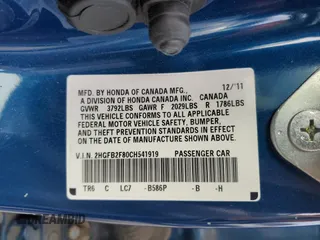 2012 Honda Civic EX with VIN 2HGFB2F80CH541919, listed as a Copart auction lot 53491455 with 82,122 mi miles and Salvage Title. Bid and sale history available at DreamBid. Image 12.