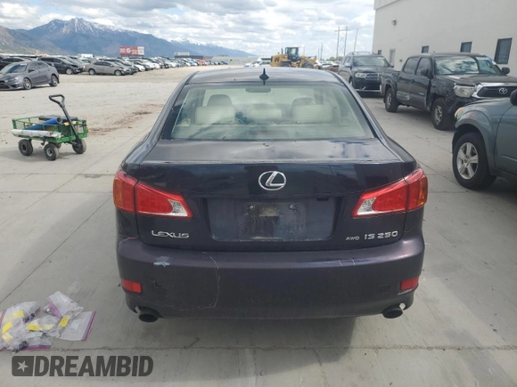 2010 Lexus IS 250 with VIN JTHCF5C27A5041511, listed as a Copart auction lot 57348775 with 125,096 mi miles and Salvage title. Bid and sale history available at DreamBid. Image 6.