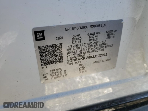 2021 Chevrolet Traverse Premier with VIN 1GNERKKW8MJ132911, listed as a Copart auction lot 42950495 with 72,125 mi miles and Salvage Title. Bid and sale history available at carsss.com. Image 14.