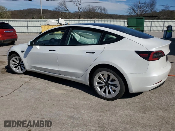 2022 Tesla Model 3 Long Range with VIN 5YJ3E1EB2NF359955, listed as a Copart auction lot 49778615 with Not Provided miles and Salvage Title. Bid and sale history available at DreamBid. Image 2.