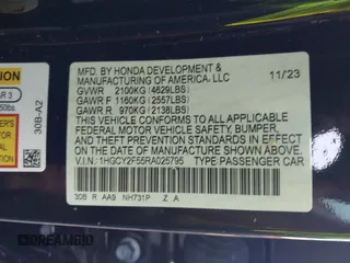 2024 Honda Accord Sport с VIN 1HGCY2F55RA025795, выставлен на аукционе IAAI как лот 40593046 с пробегом 18 847 миль миль и . История ставок и продаж доступна на DreamBid. Изображение 9.