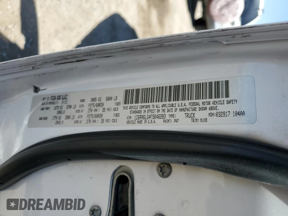 2015 Ram 1500 Big Horn с VIN 1C6RR6LG4FS646283, выставлен на аукционе Copart как лот 54269085 с пробегом 211 415 миль миль и Списание • Salvage title. История ставок и продаж доступна на DreamBid. Изображение 12.