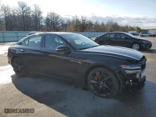 2023 Genesis G70 3.3T with VIN KMTG54TE4PU122153, listed as a Copart auction lot 50794015 with 13,604 mi miles and Salvage Title. Bid and sale history available at carsss.com. Image 4.
