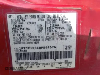 1994 Ford Ranger Splash z VIN 1FTCR15X3RPB69674, wystawiony jako IAAI lot #41931622 z przebiegiem 144 828 mil mil oraz . Historia ofert i sprzedaży dostępna na DreamBid. Obrazek 9.
