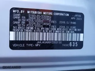 2023 Mitsubishi Outlander SE with VIN JA4J4UA86PZ053130, listed as a Copart auction lot 87688755 with 7,777 mi miles and Salvage Title. Bid and sale history available at carsss.com. Image 14.