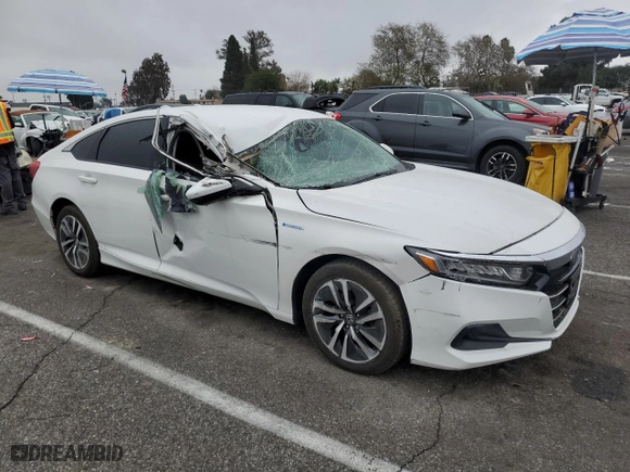 2021 Honda Accord Hybrid with VIN 1HGCV3F12MA007257, listed as a Copart auction lot 43284105 with 56,122 mi miles and Clean Title. Bid and sale history available at carsss.com. Image 4.