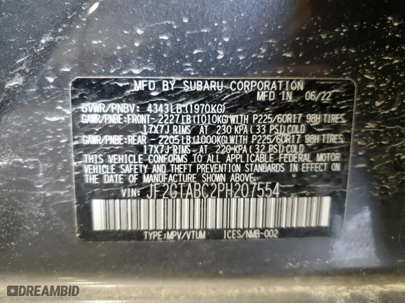 2023 Subaru Crosstrek with VIN JF2GTABC2PH207554, listed as a Copart auction lot 47368105 with 33,843 mi miles and Salvage Title. Bid and sale history available at carsss.com. Image 13.