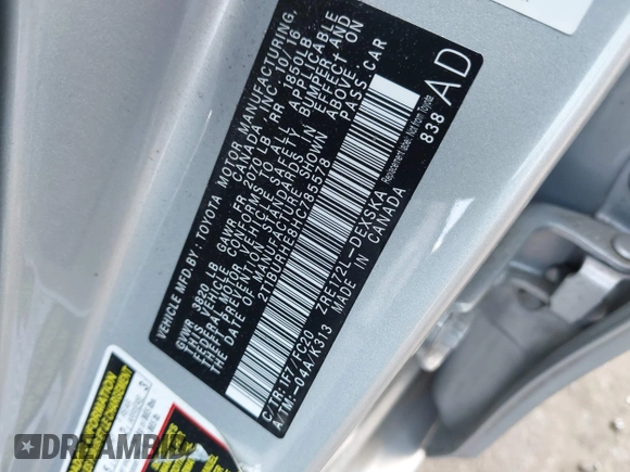 2017 Toyota Corolla L с VIN 2T1BURHE8HC785578, выставлен на аукционе IAAI как лот 41923274 с пробегом 794 000 миль миль и . История ставок и продаж доступна на DreamBid. Изображение 9.