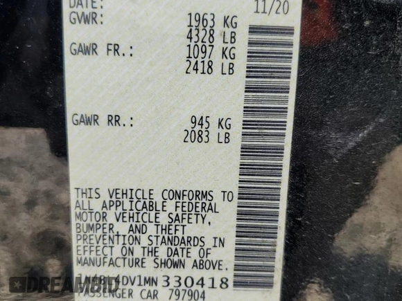 2021 Nissan Altima 2.5 SV with VIN 1N4BL4DV1MN330418, listed as a Copart auction lot 48882385 with 122,568 mi miles and Salvage Title. Bid and sale history available at carsss.com. Image 14.
