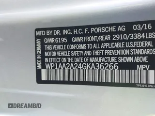 2016 Porsche Cayenne z VIN WP1AA2A24GKA36266, wystawiony jako IAAI lot #41857643 z przebiegiem 109 507 mil mil oraz . Historia ofert i sprzedaży dostępna na DreamBid. Obrazek 9.