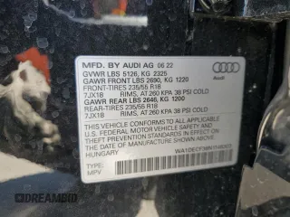 2022 Audi Q3 S line Premium z VIN WA1DECF38N1148303, wystawiony jako Copart lot #57600735 z przebiegiem 25 157 mil mil oraz Szkoda całkowita • Salvage title. Historia ofert i sprzedaży dostępna na DreamBid. Obrazek 13.