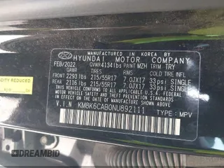 2022 Hyundai Kona SEL with VIN KM8K6CAB0NU892111, listed as a IAAI auction lot 42213114 with 41,975 mi miles and . Bid and sale history available at DreamBid. Image 9.