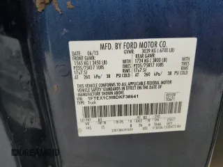 2013 Ford F-150 XL with VIN 1FTEX1CM8DKF38641, listed as a Copart auction lot 54183115 with 92,938 mi miles and Salvage Title. Bid and sale history available at carsss.com. Image 12.