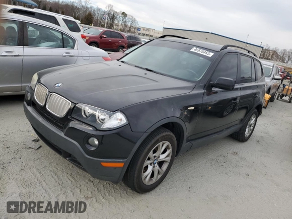 2009 BMW X3 xDrive30i with VIN WBXPC93499WJ25696, listed as a Copart auction lot 46978465 with 0 mi miles and Salvage Title. Bid and sale history available at carsss.com. Image 1.