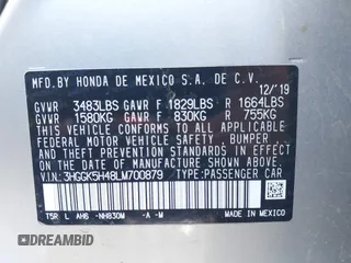 2020 Honda Fit LX z VIN 3HGGK5H48LM700879, wystawiony jako IAAI lot #42290266 z przebiegiem 90 963 mil mil oraz . Historia ofert i sprzedaży dostępna na DreamBid. Obrazek 9.