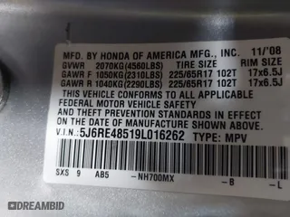 2009 Honda CR-V EX with VIN 5J6RE48519L016262, listed as a IAAI auction lot 41972922 with 295,727 mi miles. Bid and sale history available at carsss.com. Image 9.