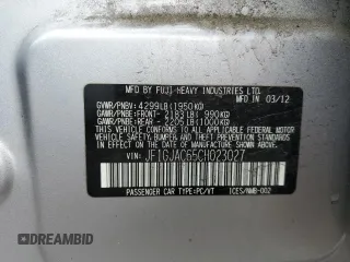 2012 Subaru Impreza Premium с VIN JF1GJAC65CH023027, выставлен на аукционе Copart как лот 56274305 с пробегом 132 161 миль миль и Списание • Salvage title. История ставок и продаж доступна на DreamBid. Изображение 12.