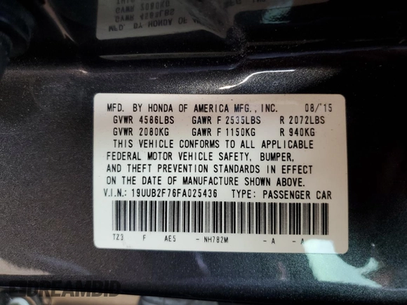 2015 Acura TLX V6 Advance with VIN 19UUB2F76FA025436, listed as a Copart auction lot 43164985 with 118,588 mi miles and Salvage Title. Bid and sale history available at carsss.com. Image 15.