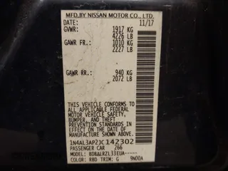 2018 Nissan Altima SR with VIN 1N4AL3AP2JC142302, listed as a IAAI auction lot 42013171 with 112,360 mi miles and . Bid and sale history available at carsss.com. Image 9.
