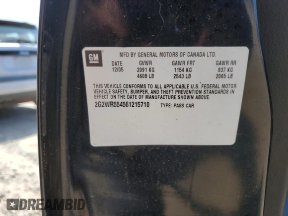 2006 Pontiac Grand Prix GT z VIN 2G2WR554561215710, wystawiony jako Copart lot #51114595 z przebiegiem 147 567 mil mil oraz Czysty tytuł • Clean title. Historia ofert i sprzedaży dostępna na DreamBid. Obrazek 12.