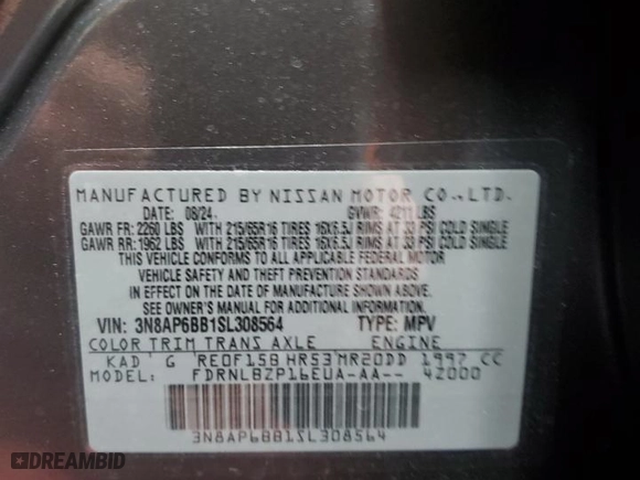 2025 Nissan Kicks S with VIN 3N8AP6BB1SL308564, listed as a Copart auction lot 83370014 with 520 mi miles and Salvage Title. Bid and sale history available at carsss.com. Image 14.