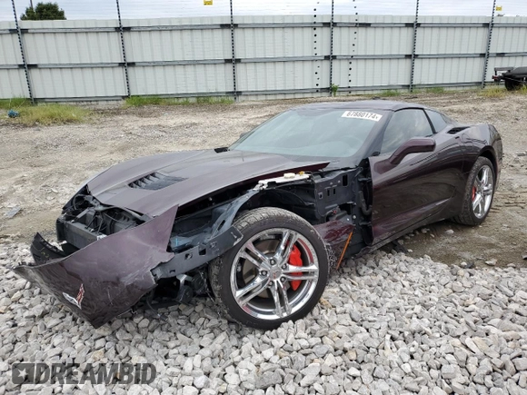 2017 Chevrolet Corvette 1LT with VIN 1G1YB2D78H5110592, listed as a Copart auction lot 67880174 with 33,207 mi miles and Salvage Title. Bid and sale history available at carsss.com. Image 1.