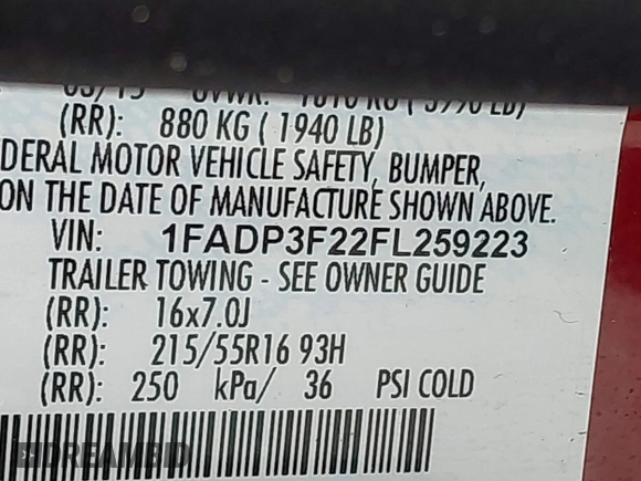 2015 Ford Focus SE with VIN 1FADP3F22FL259223, listed as a IAAI auction lot 42333439 with 77,111 mi miles and . Bid and sale history available at DreamBid. Image 9.