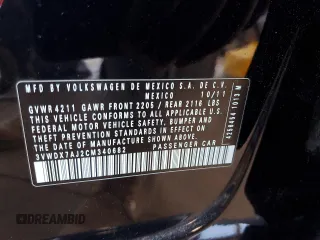 2012 Volkswagen Jetta SE with VIN 3VWDX7AJ2CM340682, listed as a Copart auction lot 57864945 with 180,680 mi miles and Salvage title. Bid and sale history available at DreamBid. Image 12.