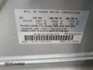 2008 Mazda 3 i Sport with VIN JM1BK12F681821233, listed as a Copart auction lot 74400624 with 142,054 mi miles and Non Repairable. Bid and sale history available at DreamBid. Image 12.