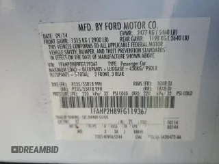 2015 Ford Taurus SEL с VIN 1FAHP2H89FG119367, выставлен на аукционе Copart как лот 55951115 с пробегом 231 119 миль миль и Чистый • Clean title. История ставок и продаж доступна на DreamBid. Изображение 12.