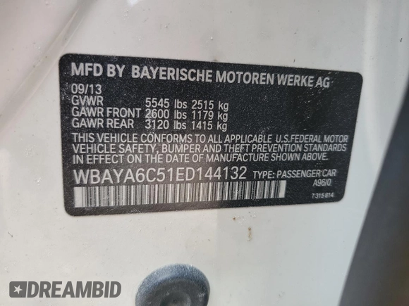 2014 BMW 7 Series 740i z VIN WBAYA6C51ED144132, wystawiony jako Copart lot #55131365 z przebiegiem 116 826 mil mil oraz Szkoda całkowita • Salvage title. Historia ofert i sprzedaży dostępna na DreamBid. Obrazek 12.