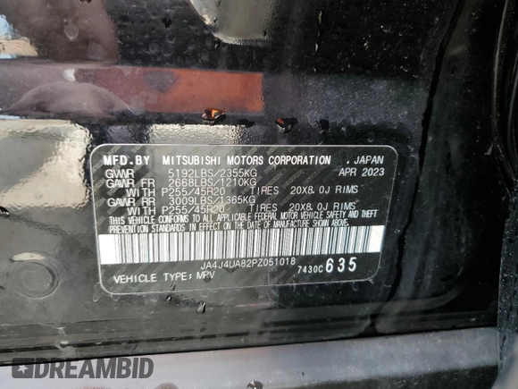 2023 Mitsubishi Outlander SE z VIN JA4J4UA82PZ051018, wystawiony jako Copart lot #47072425 z przebiegiem 20 974 mil mil oraz Szkoda całkowita • Salvage title. Historia ofert i sprzedaży dostępna na DreamBid. Obrazek 14.