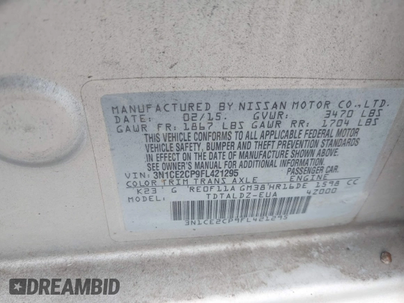 2015 Nissan Note SV with VIN 3N1CE2CP9FL421295, listed as a IAAI auction lot 42392354 with Not provided miles and . Bid and sale history available at DreamBid. Image 9.