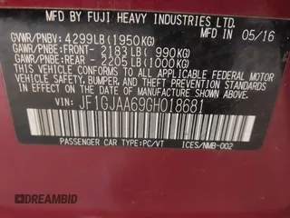 2016 Subaru Impreza z VIN JF1GJAA69GH018681, wystawiony jako IAAI lot #42315429 z przebiegiem 75 274 mil mil oraz . Historia ofert i sprzedaży dostępna na DreamBid. Obrazek 9.